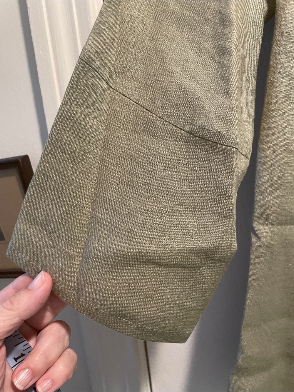 Designer Like High Quality Light Olive Green Shell Button-Front Tunic Top - Picture 7 of 14